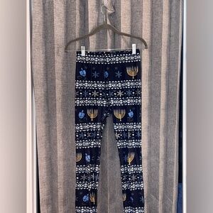 Hanna Andersson Blue and Gold Holiday Leggings